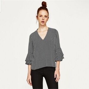 Zara houndstooth blouse​